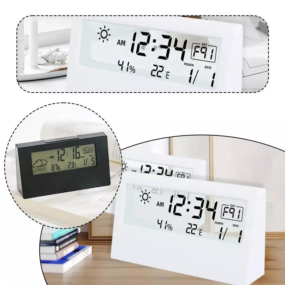 Thermometer Hygrometer with Time Display Desktop Temperature Humidity Meter Gauge Weather Station for Office Home