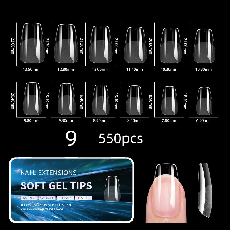 550Pcs Semi-Matte Fake Nails No Polishing Press On False Nails Medium Short Design Nail Tips Salon Home Diy Fake Nail Extension