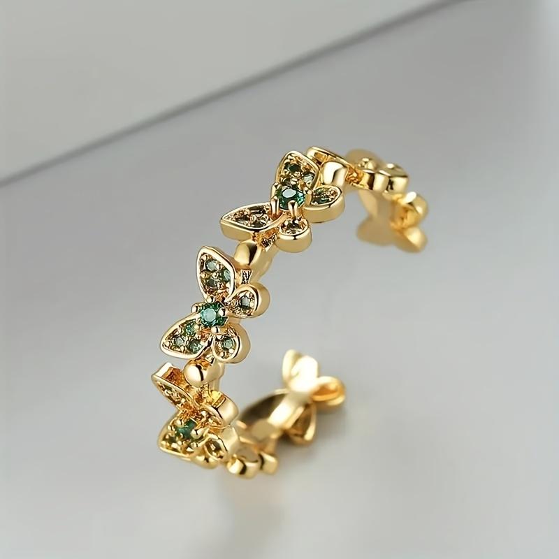 1Women's fashionable and unique butterfly ring with adjustable opening