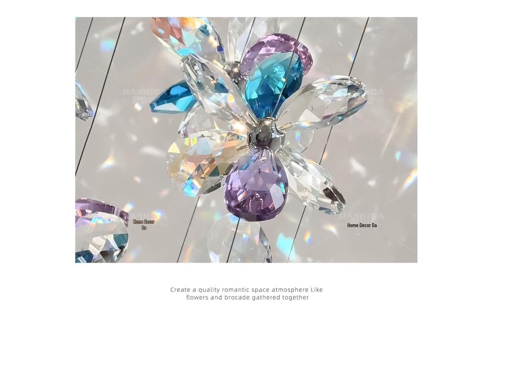 Lustră pandantiv din Cristal cu Flori de Lux Franceză 2025 pentru Dormitor sau Hol