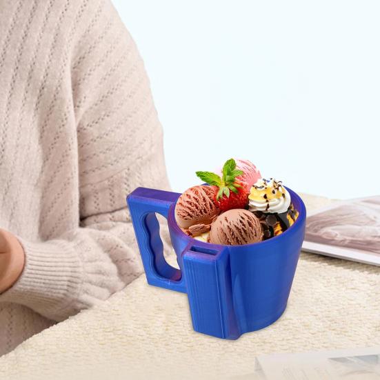 Suport pentru halbă de înghețată cu mâner și fantă pentru linguriță Îndepărtare ușoară Suport pentru pahare pentru înghețată Pachet halbă de capacitate mare Recipient pentru înghețată Suport pentru ceașcă pentru desert