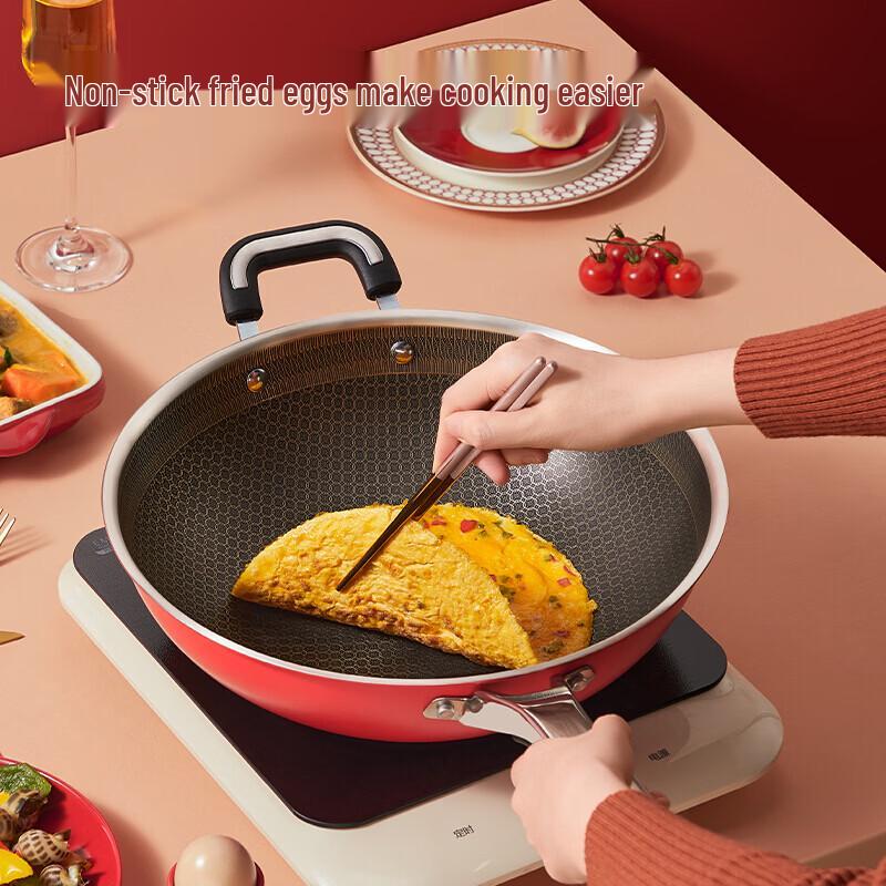 COOKER KING 34cm 316L Stainless Steel Non-stick Flat-Bottom Wok