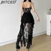 BITCED Summer Women's Solid-Colour Slim-Fit High-Waisted Fashion Strapless Backless Lace Dress