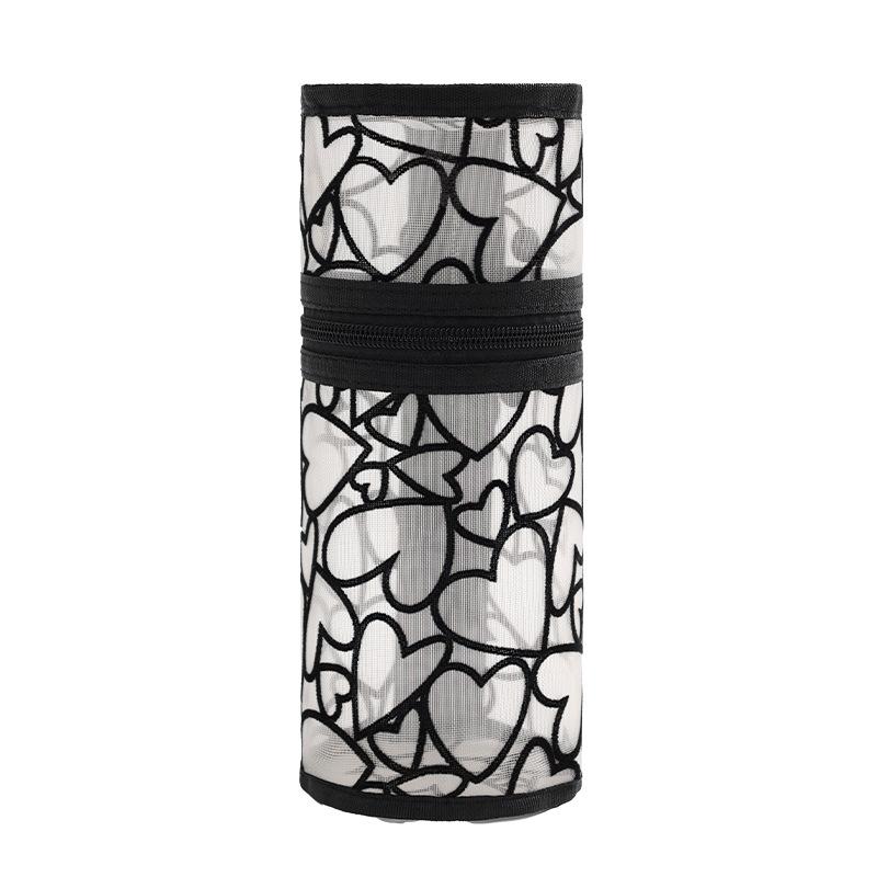 

New Mesh Round Cosmetic Storage Bag Pouch Large Capacity Makeup Brush Organizer Pouch Travel Cosmetics Case for Brushes & Tools жёлтый