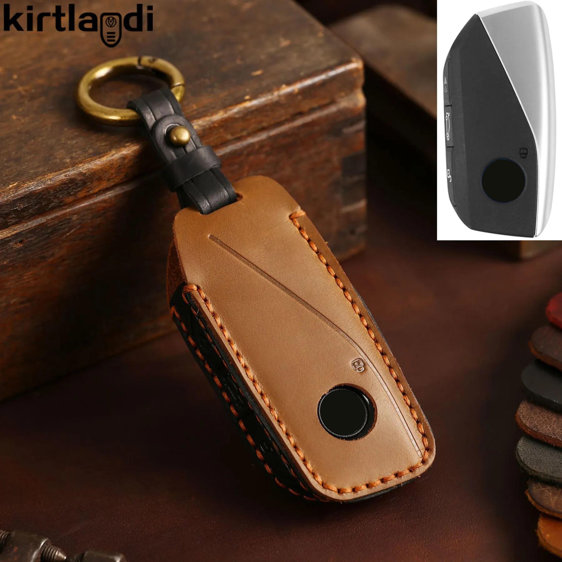 

New 2023 Leather Remote Key Case Cover For BMW Series 7 740Li X7 XM I7 IX U11 G21 F40 U06 Ixs Car Accessories Keychain Holder коричневый