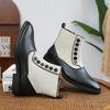 Men's Retro Leather Side-Zip Buckle Martin Boots