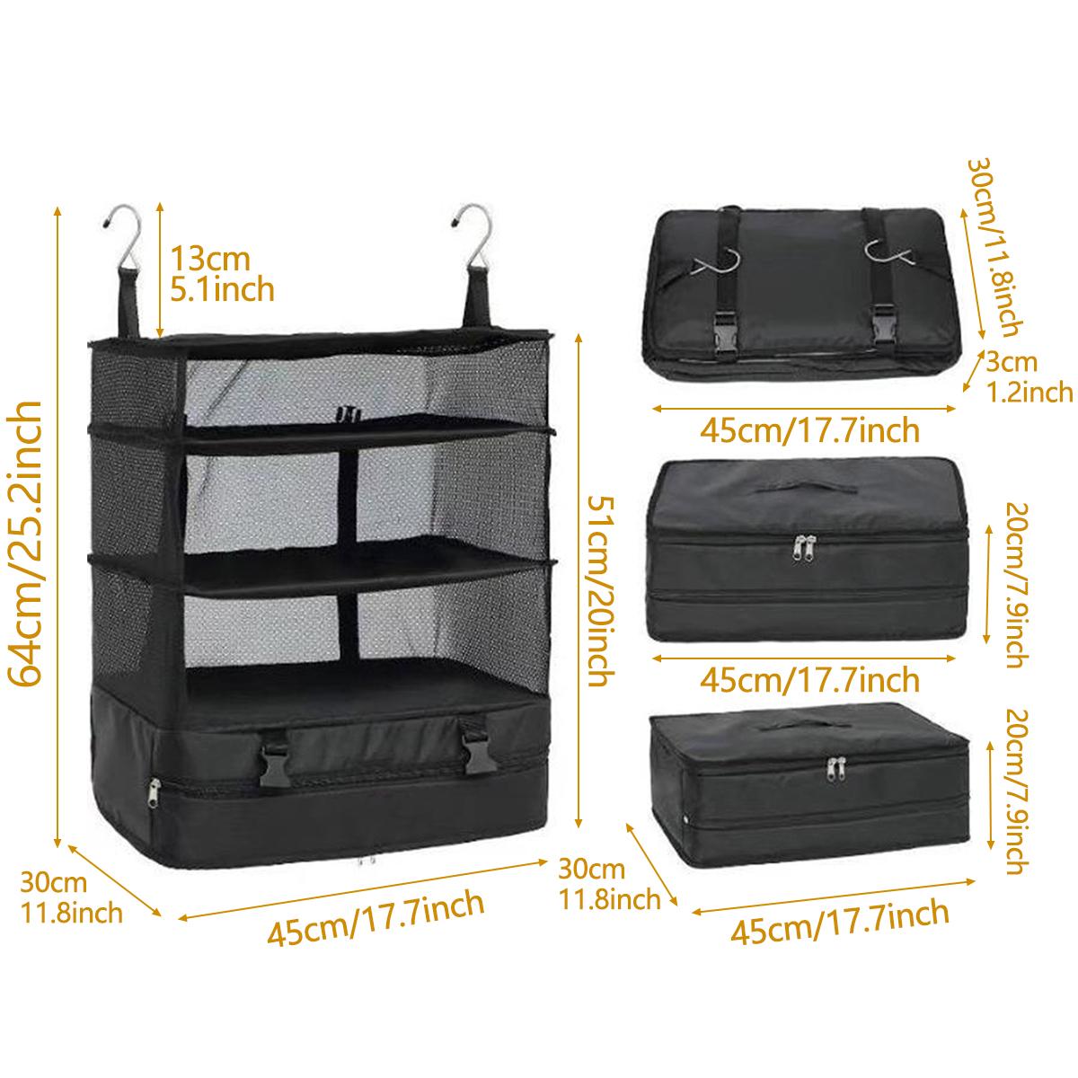 

Travel Luggage Organizer Large Capacity Portable Hanging Travel Shelves Foldable Breathable Garment Organizers Bag for Suitcase