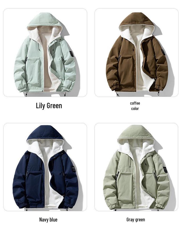 High-Quality Reversible Lambswool Fleece Hooded Jacket