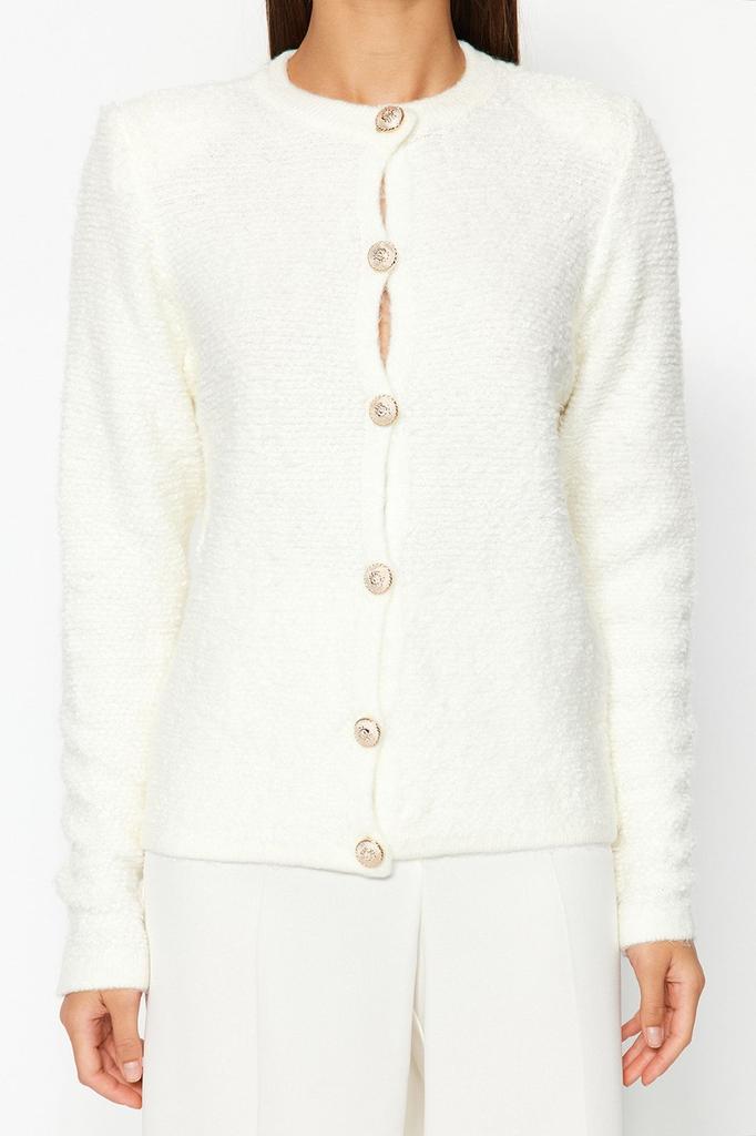 Women's Elegance Style Cardigan Black Soft Textured Accessory Jacket Look Knitwear Cardigan