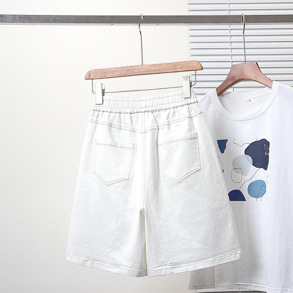 DIMANAF Plus Size Women Shorts Pants 2025  Summer Loose Short Basic High Waist Solid Pants Elastic Waist