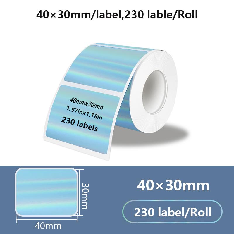 1PK New Holographic Laser Color Transparent Thermal Adhesive Label Roll Suit for Phomemo M110/M200/M120/M220 E210 P50 DETONG P1