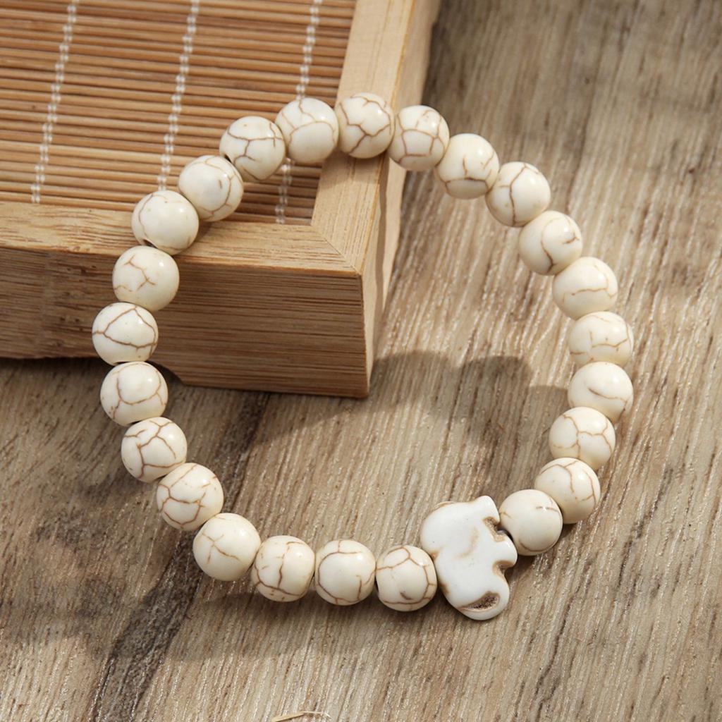 Elastic Yoga Bracelet With Natural Stone Beads And Elephant Charm For Those Seeking Unique And Stylish Accessories