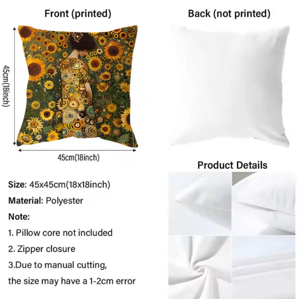 Gg-Ggustav Klimt Ooil Paintings Cushion Cover Comfortable Reversible Pillow Cover Ideal For Car Sofa Bedroom & Beyond