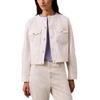 Comfortable Collarless Casual Short Sleeve Jacket Women Jackets Optical-White 47B716G-100