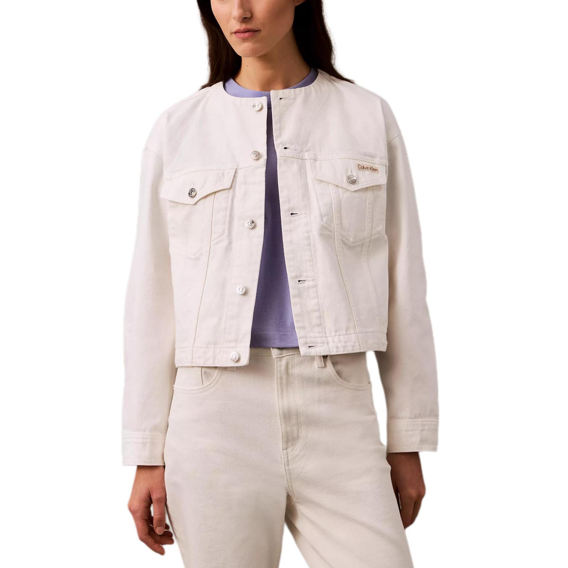 

Calvin Klein Удобная повседневная куртка без воротника с коротким рукавом Женские куртки Оптический белый 47B716G-100 XS