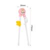 Kid Training Chopsticks Cartoon with Positioning Rings Lightweight Anti Slip Cat Pink