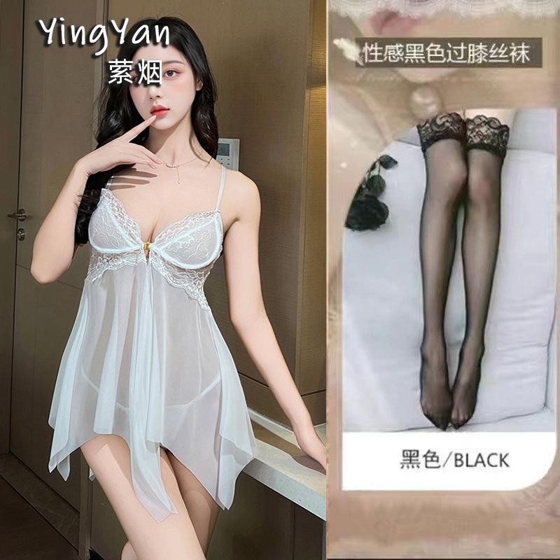 Sex Underwear Seduction Thin Lace Suspenders Sexy Steel Tray Gathering Nightgown Uniform Suit