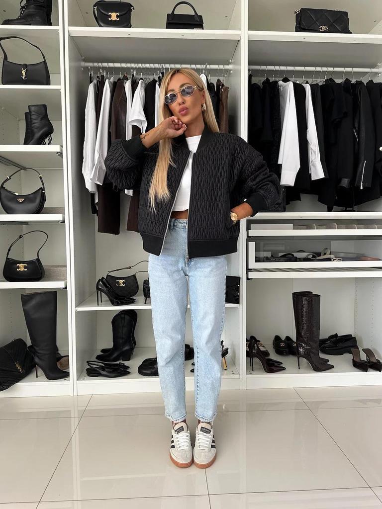 2025 Damen Herbst/Winter Bestickte Einfarbige Kurze Reißverschluss Baumwollgepolsterte Jacke