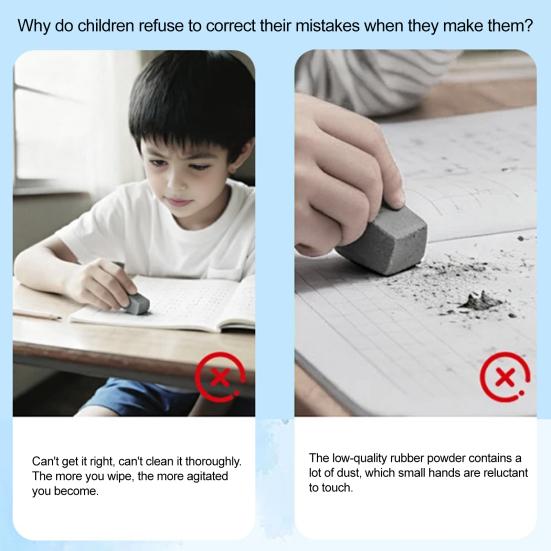 4Pcs Triangular Prism Eraser, Dustless Pencil Eraser for Students, Clean Wiping Large Bulk Erasers for Kids, School Supplies