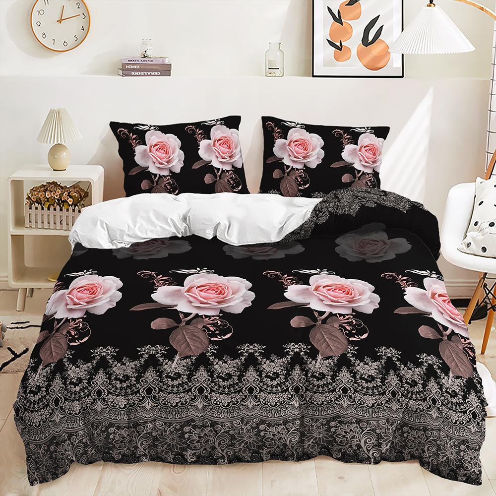 Bed Three-Piece Rose Valentine'S Day Kit Love Wedding Quilt Cover Two-Piece Bedroom