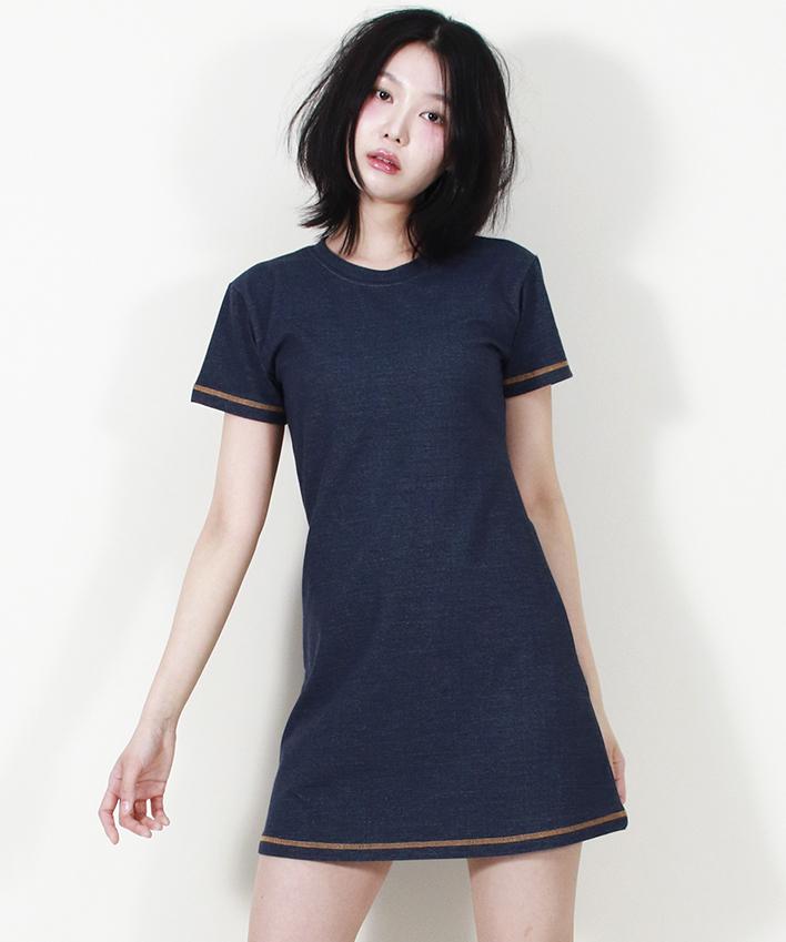 Deumakeu Girly Chic Stitch Mini Dress Navy