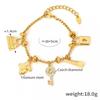 Vintage-Inspired Rhinestone Pendant Charm Bracelet Women 18K Gold Plated Titanium Steel Hypoallergenic Fade-Resistant