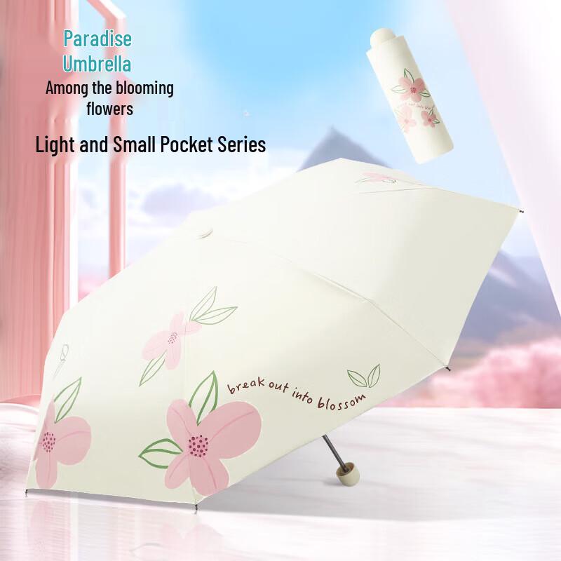 Paradise Umbrella 5-Fold Pocket UV Sun & Rain Umbrella
