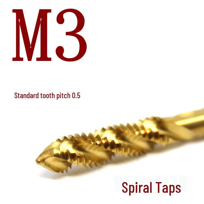 Titanium-Plated Spiral Point Machine Tap with Stainless Steel Tip, M2.5346810