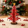 Christmas Party Supplies Wooden Tree Ornaments, 3D Rustic Tabletop Decor Indoor Decoration for Home Desk, Reusable Nordic Style Holiday Centerpiece