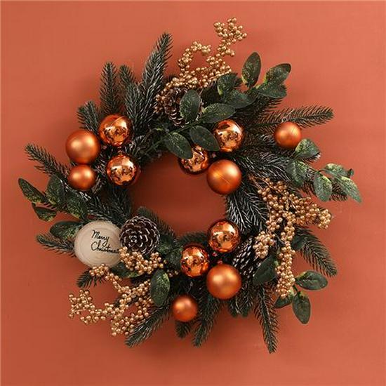 50CM Christmas Wreath & 2.7M Garland Set - Festive Door & Wall Decor