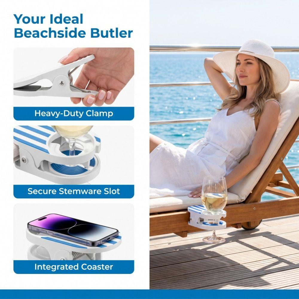 Multifunctional Clip Clamp Holder Stable Multifunctional Cup Holder  Beach Chair