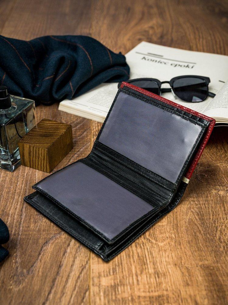 Vertical, two-tone men's wallet made of genuine leather - Rovicky