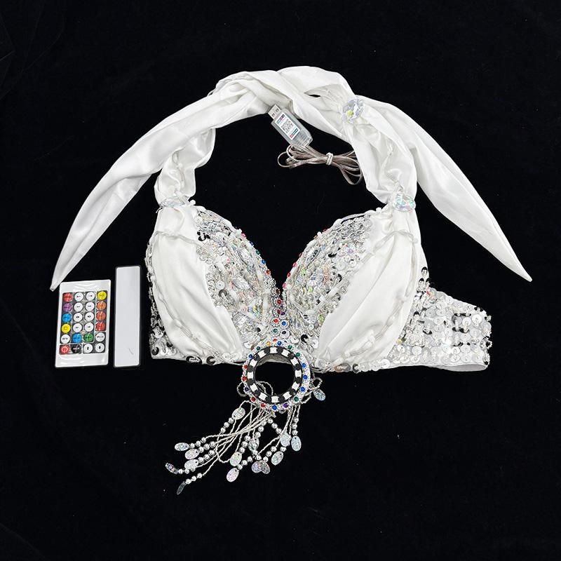 Colorful Belly Dance Costume Luminous Bra USB Charging LED Bra for Women Sexy Dance Wear Performance Costume