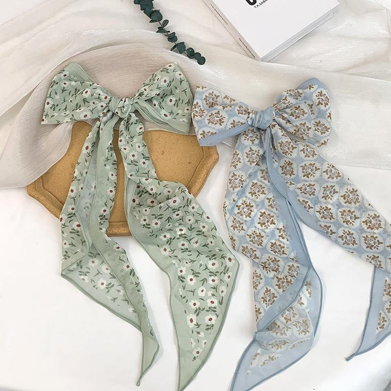 Long Silk Scarf Neck High-end Decorative Scarf Multi-functional Floral Headscarf Headband Hair Tie Waist Belt Streamer