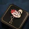 Women Brooch Flamingo Shape Rhinestone Decor Anti-slip Wear-resistant Suit Coat