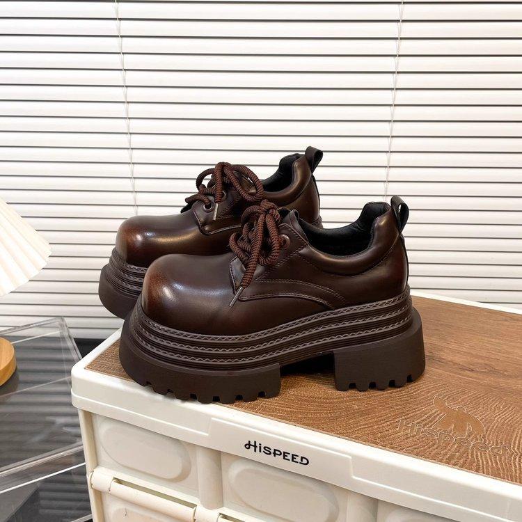 

Платформа-маффин, большая голова, JK, маленькие кожаные туфли, женские, 2024, новые маленькие туфли-дерби, британский стиль, лоферы на шнуровке 40 коричневый