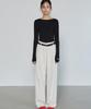 Michikoleondeonkosino Two-Pintuck Wide Slacks Cream Beige