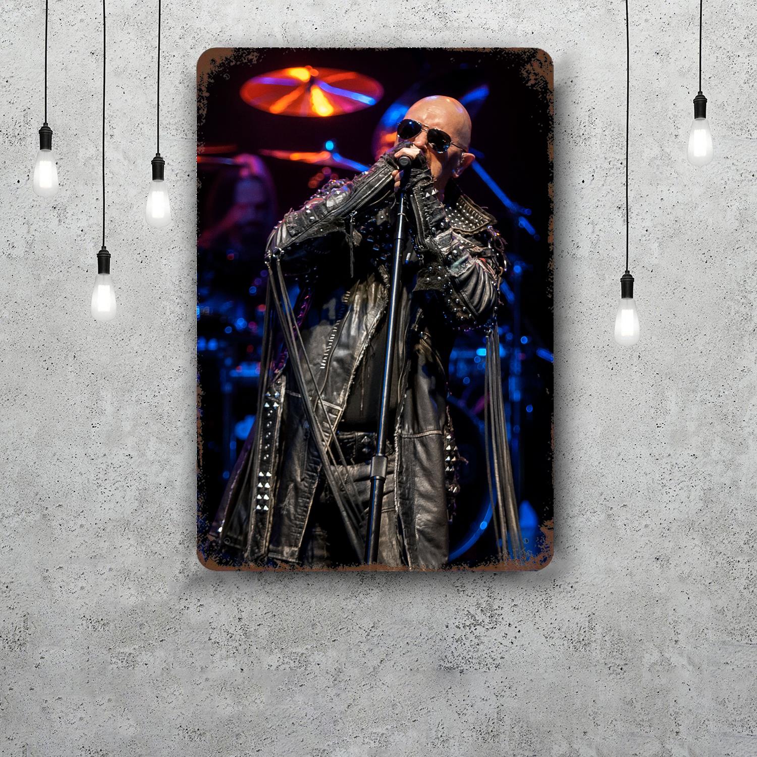 

Rob Halford Vintage Tin Sign Home Decor Wall Decor Art Wall Mural Room Decoration Decor Retro Metal Sign Plate Bar Posters 20x30cm（7.8x11.8inch）