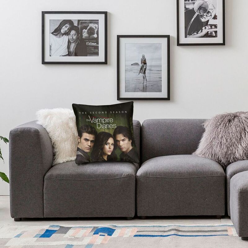 Federa Cuscino The Vampire Diaries Stampa 3D Double-Sided Horror Serie TV Cuscino Decorativo per Auto Personalizzato Decorazione Casa