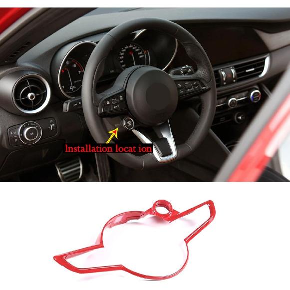 TOYCIDFG Car Steering Wheel Frame Trim Cover Compatible with Alfa Romeo Giulia/Stelvio Interior Accessories ABS Inner Decoration (Carbon Fiber