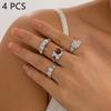 4Pcs Personality Versatile Bohemian Ring Set For Women Girls Sweet Cool Luxury Geometric Finger Ring Jewelry Accessories Gifts