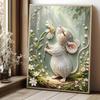 Relaxing DIY Pearl Painting Kit Framed with Cute Mouse and Daisy Design 5D Sparkling Bead Canvas Craft for Girls Bedroom Decor Art Gift