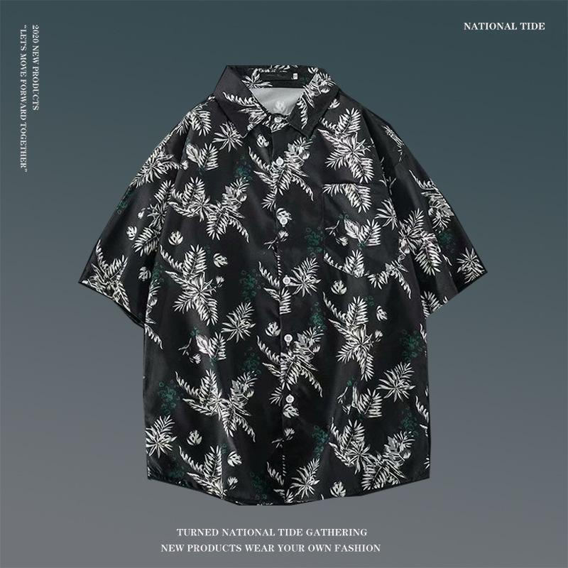 Japanese Hong Kong-Style Floral Hawaiian Shirt - Unisex Summer Short-Sleeve Retro Beachwear
