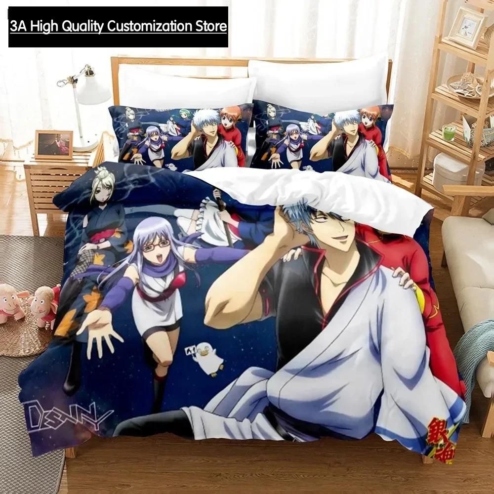 Gintama Bedding Set Duvet Cover Pillowcases For Adult Kids Single Double Full Queen King Boys Teens Sakata Gintoki Bed Linen