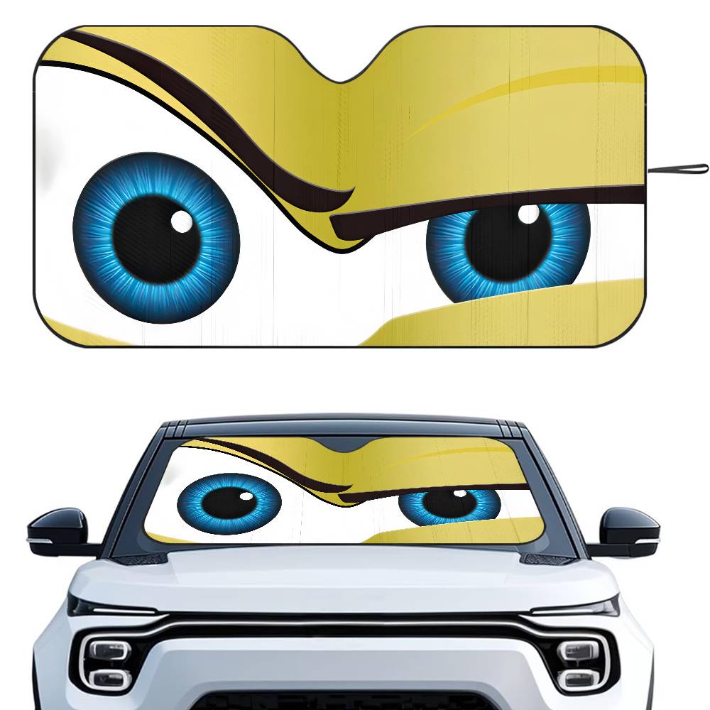 Cartoon Eyes Cute Car SunShade Windshield Foldable Three-layer Insulation Sunshade By Suction Cup Blocks UV Rays SunWindshield Sunshades 1