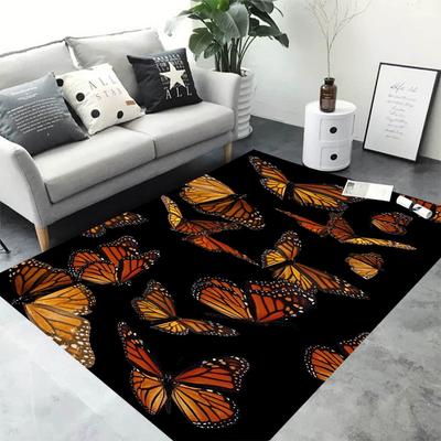 Vintage Dark Butterfly Pattern Carpet 3D Butterfly Living Room Bedroom Corridor Rug Washroom Floor Mat Bedroom Decor Gift