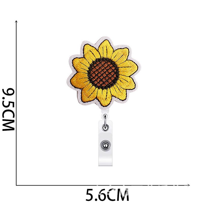 Sunflower Easy-Pull Button Embroidery Cloth Sticker, Sunflower Embroidery Sticker, Clothes Patch Sticker, Crocodile Clip, Computer Embroidery Label