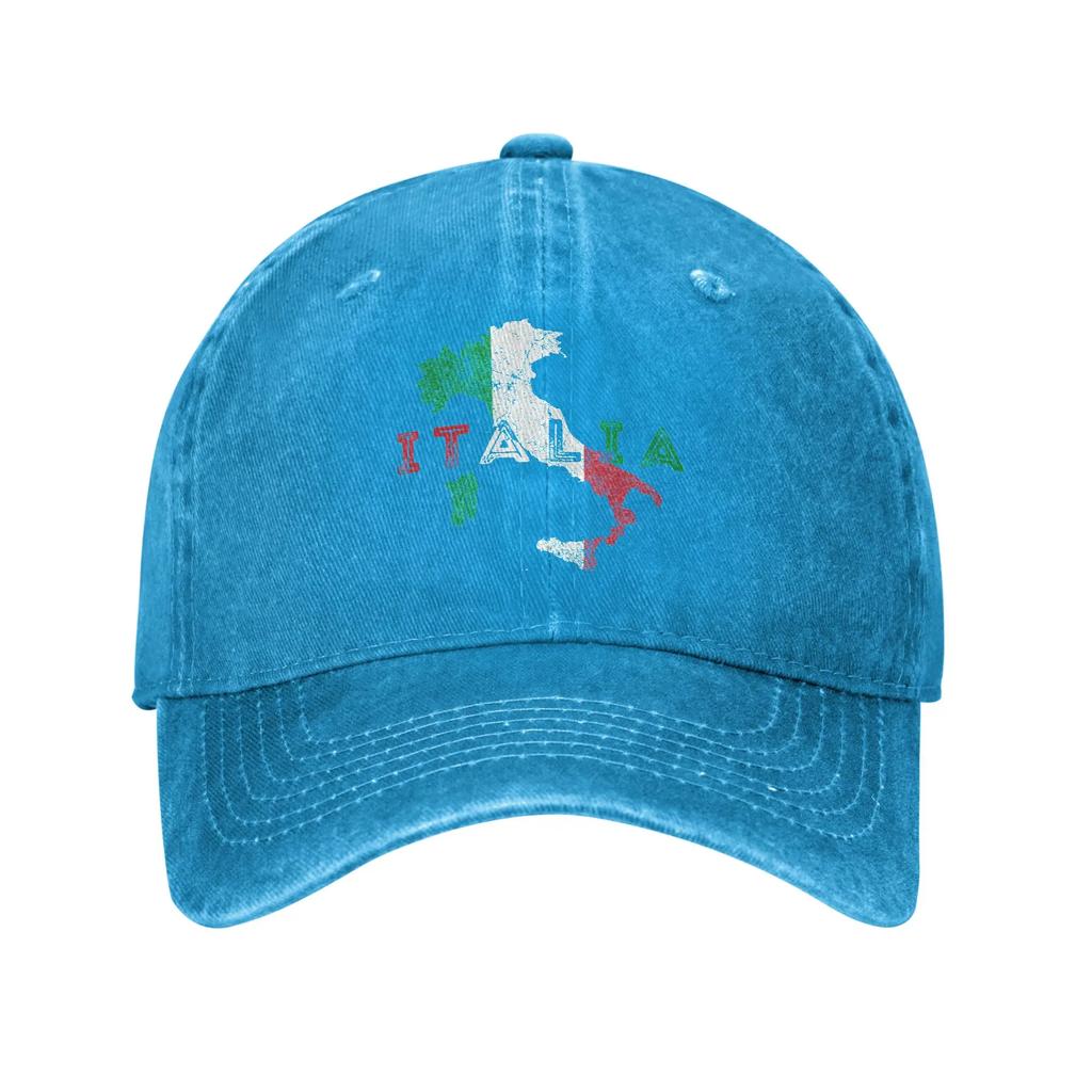 Italy Map And Flag Italian Italia Baseball Cap Retro Distressed Denim Snapback Cap For Men Women Summer Adjustable Fit Caps Hat