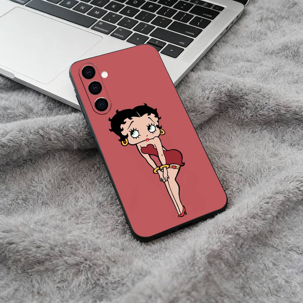 

Classic Character Anime B-Bettys Boops Black Soft Silicone Phone Case for Samsung Galaxy A73, A71, A72, A70, A53, A52, A51 Samsung a714g