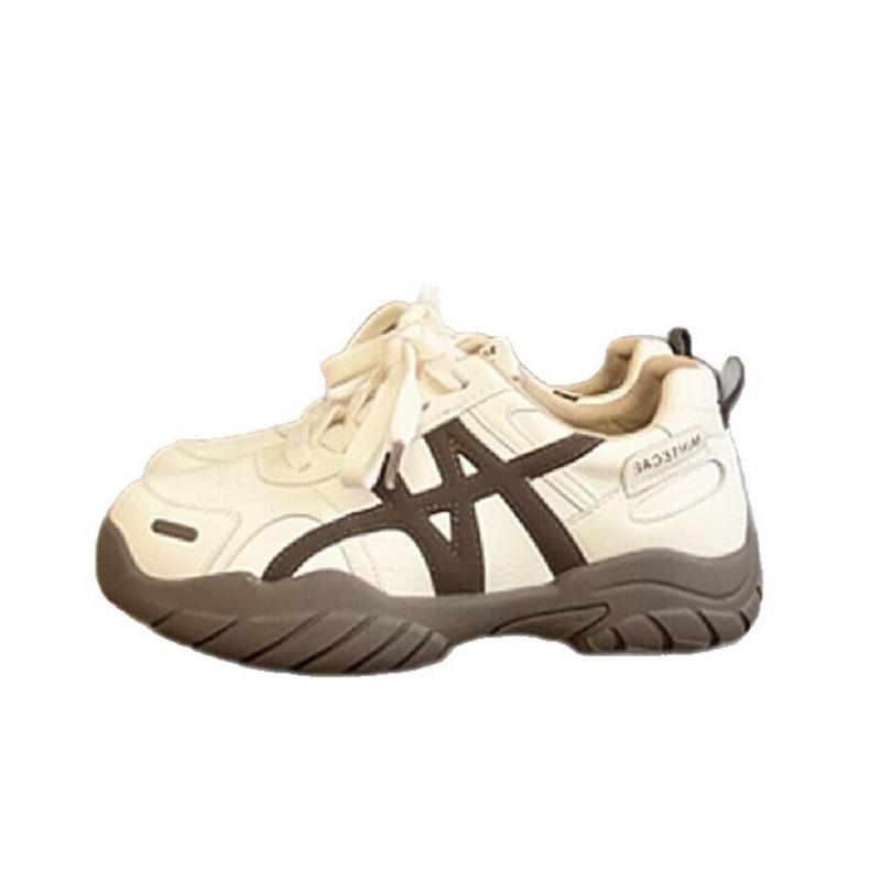 Thick Bottom Contrasting Color Splicing Inner Height Increase Women's New Retro Versatile Leisure Sports